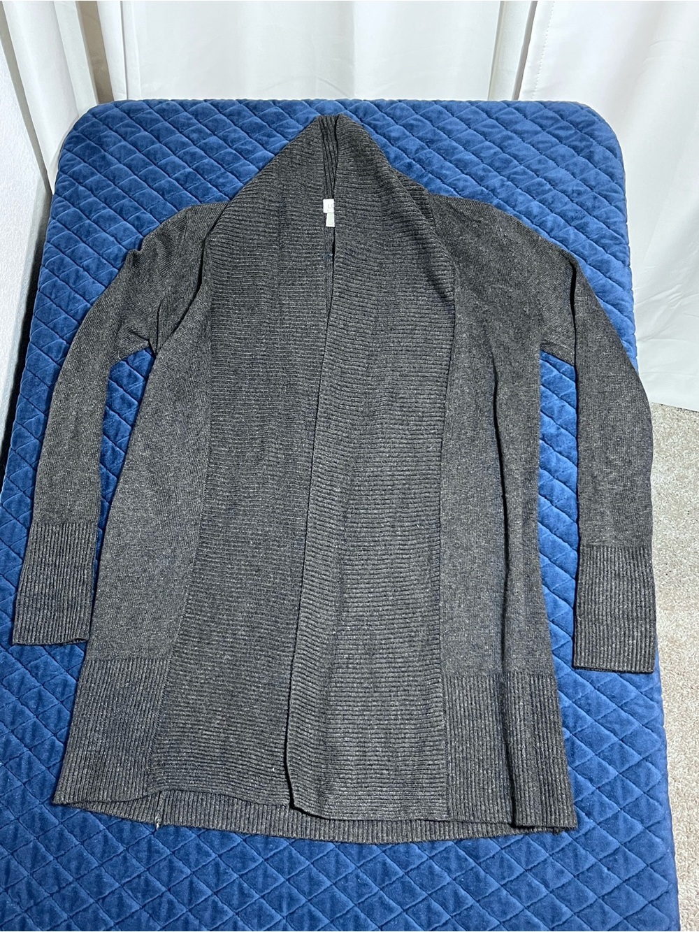 LOFT Dark Charcoal Gray Open-Front Women's Cardigan Long Sleeve Size Extra SM